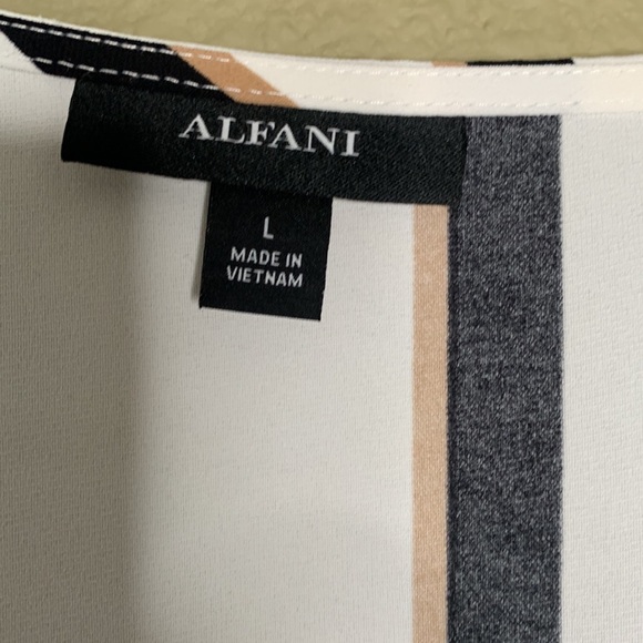 Alfani belted strips blouse size L new - Picture 8 of 10